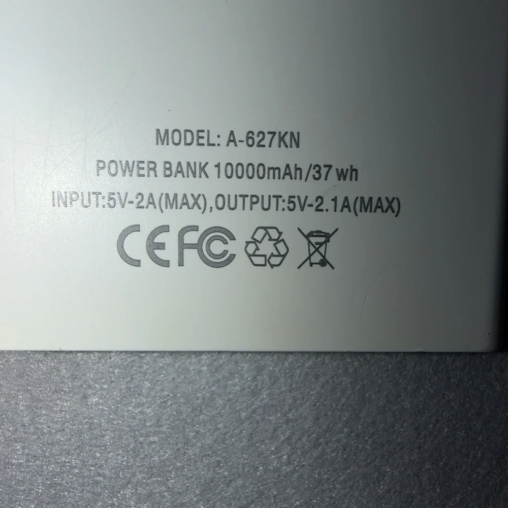 Metecsmart 10000mAh Power Bank Only ‎ – Model A-627KN – White - Pre Owned